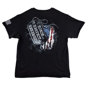Delta Pro Weight Black T Shirt Mens XL American Flag Dog Tag Graphic Tee